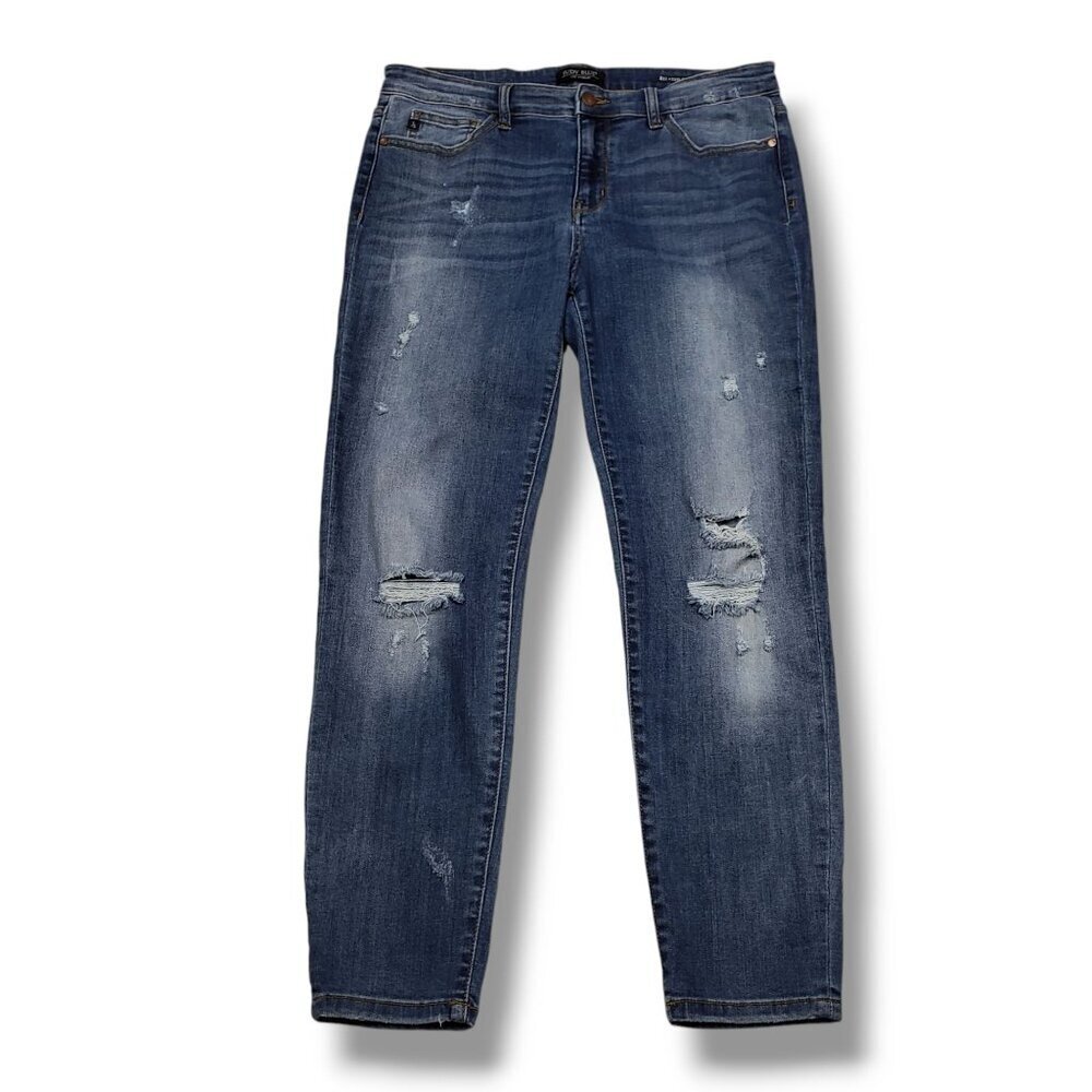 Judy Blue Relaxed Fit Jeans Womens 32 Distressed Mid Rise